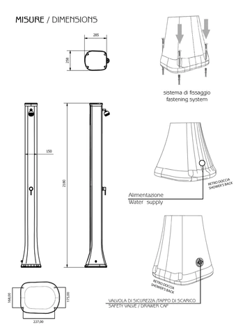 Doccia Solare  dimensioni